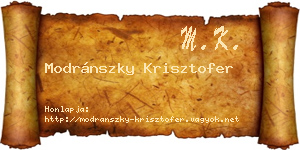 Modránszky Krisztofer névjegykártya